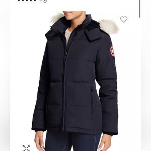 Canada Goose Chelsea Down Parka with Coyote Fur Trim Navy
